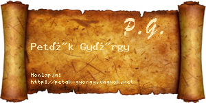 Peták György névjegykártya