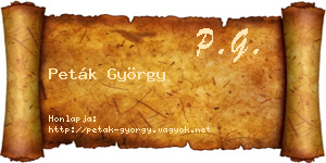 Peták György névjegykártya